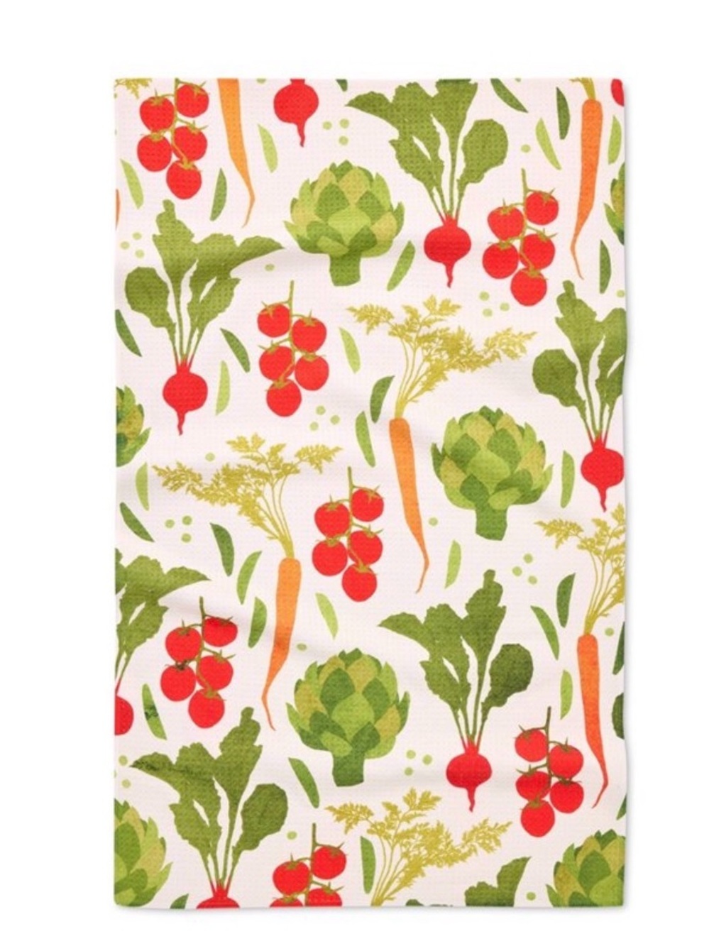 Geometry Red & Green Vegetable Kitchen Tea Towel - Picture 2 of 2
